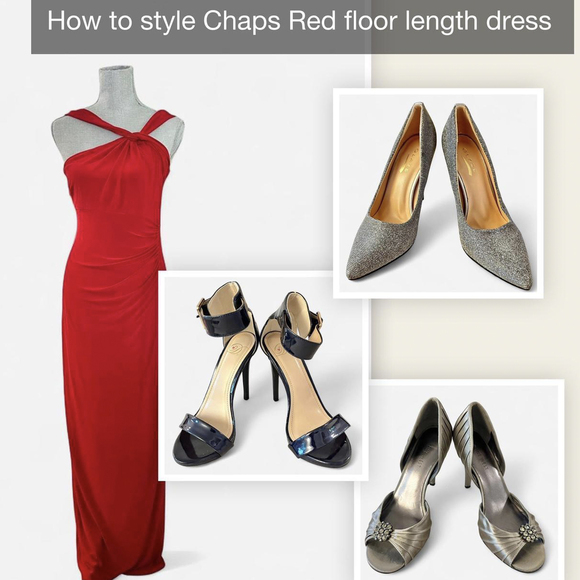 Chaps Dresses & Skirts - Chaps Red evening floor length gown with side slit size 8